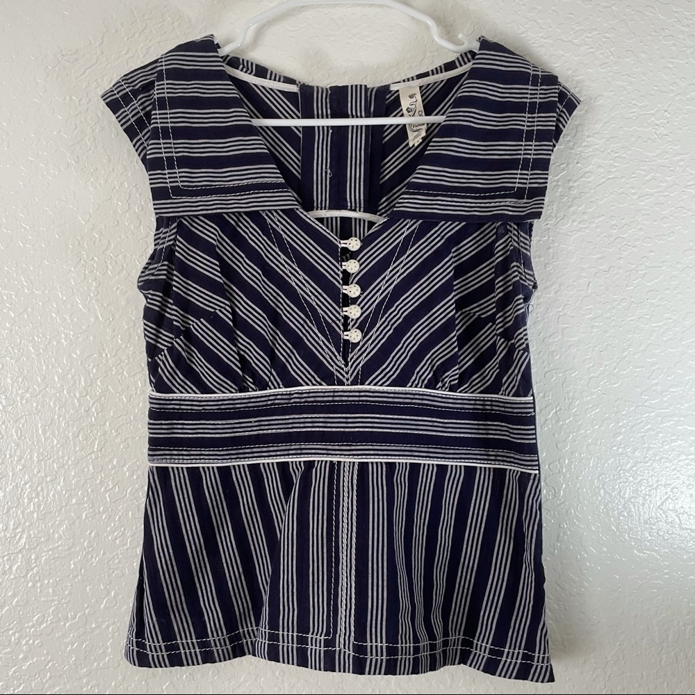 Anthropologie Floreat Navy Striped Blouse